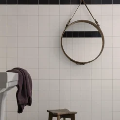 Adnet Circular Wall Mirror, tan