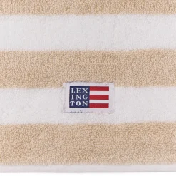 Block Striped Towel, moonbeam/white/vintage green