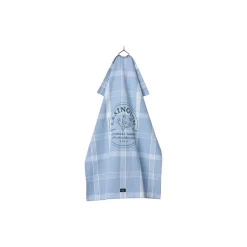 Botanical Checked Organic Cotton Kitchen Towel, blue/white