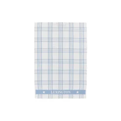 Checked Organic Cotton Terry Kitchen Towel, white/blue