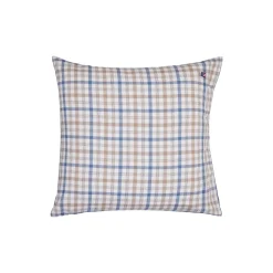 Cotton Flannel Pillowcase, misty blue/beige/white