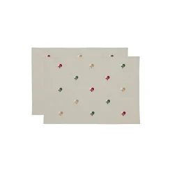 Dækkeserviet Christmas Hearts Embroidery 2-pk, red
