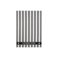 Icons Cotton Twill Waffle Striped Kitchen Towel, black/white