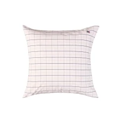 Icons White/Beige/Navy Checked Cotton Poplin Pillowcase, white/beige/navy