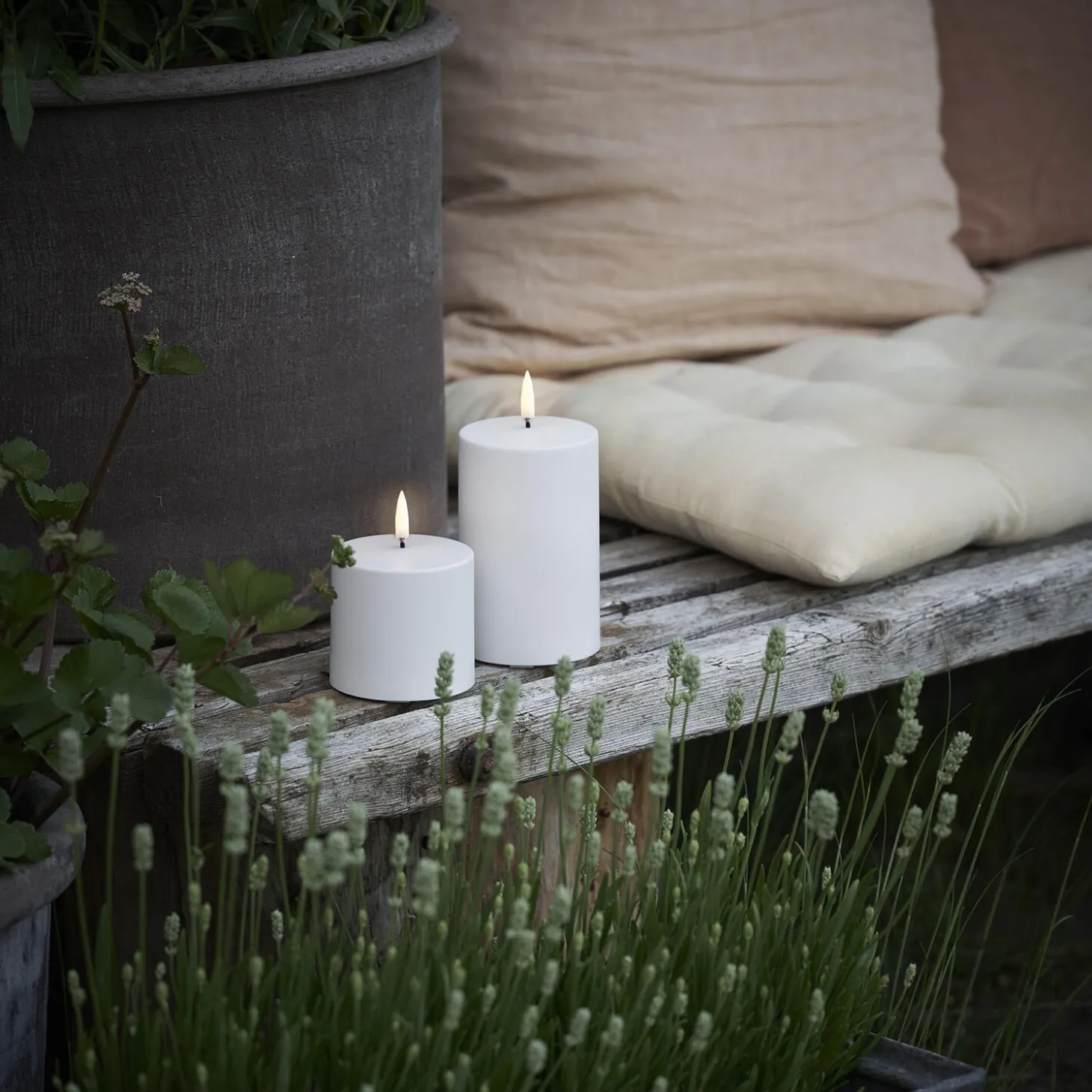 LED Outdoor Pillar Candle 13 cm, white
