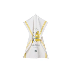 Lemon Poppy Organic Cotton Kitchen Towel, white/yellow
