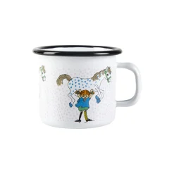 Pippi emaljekrus pippi og hesten, hvid