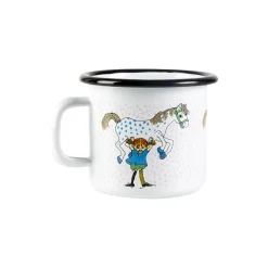 Pippi emaljekrus pippi og hesten, hvid
