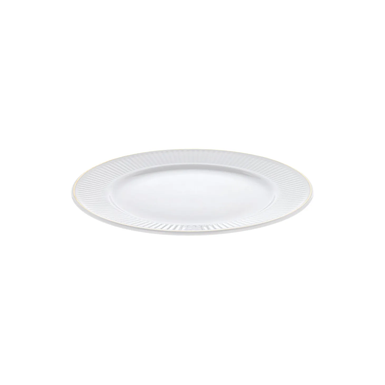Plissé tallerken Ø 22 cm, hvid/guld