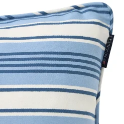 Striped Organic Cotton Twill Cushion Cover, blue/white