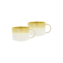 Styles krus med hank 2 stk., gul/creme