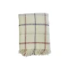 Tartan plaid, off-white/red stripe