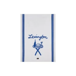 Viskestykke i økologisk bomuldstwill med print, white/blue