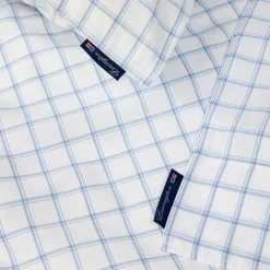 White/Blue Check Lyocell/Cotton Oxford Bed Set, white/blue